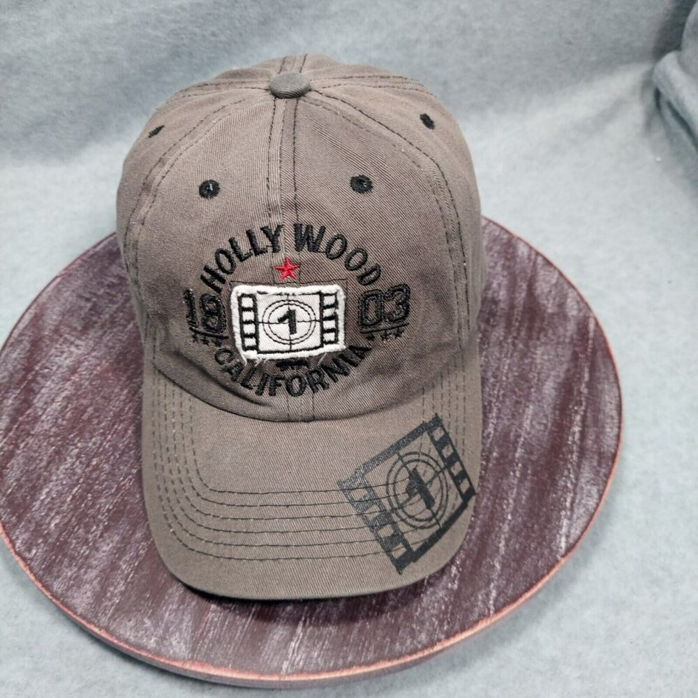 Hollywood Califoirnia Movie Industry Cap Grey  Embroidered  Adjustable Strap